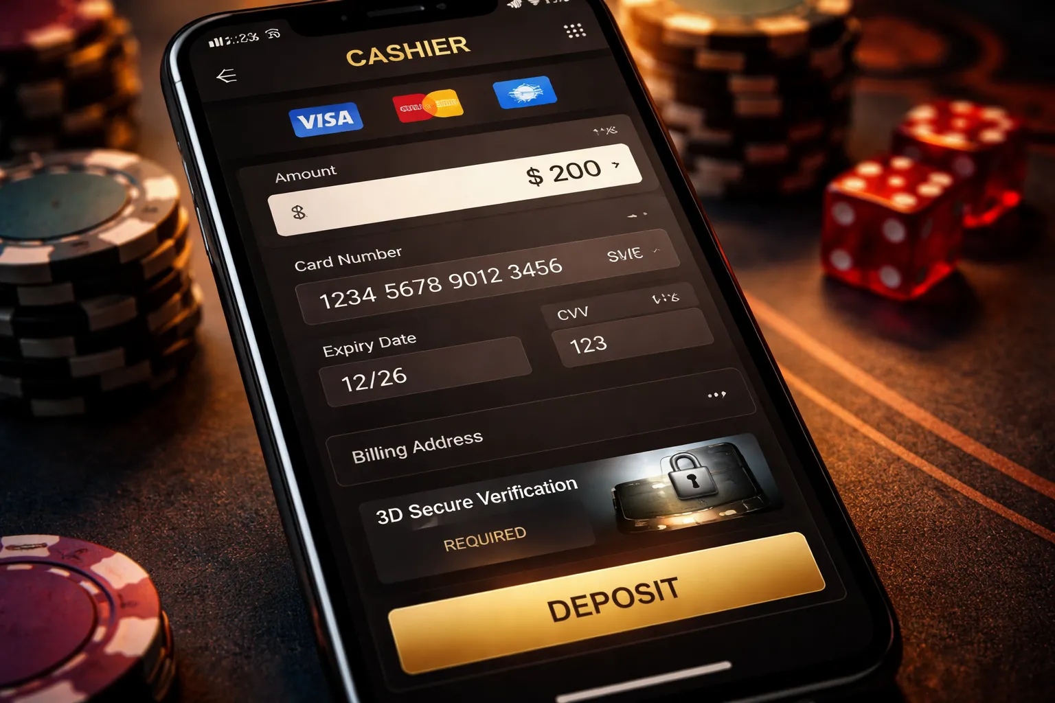 Deposit with debit or credit card (Visa/Mastercard/Amex)