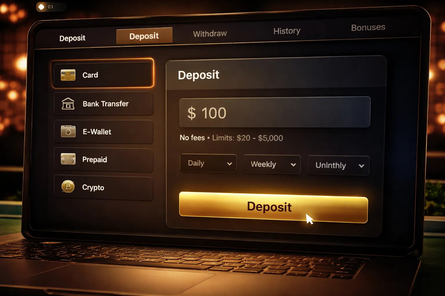 Depositing Money After Registration