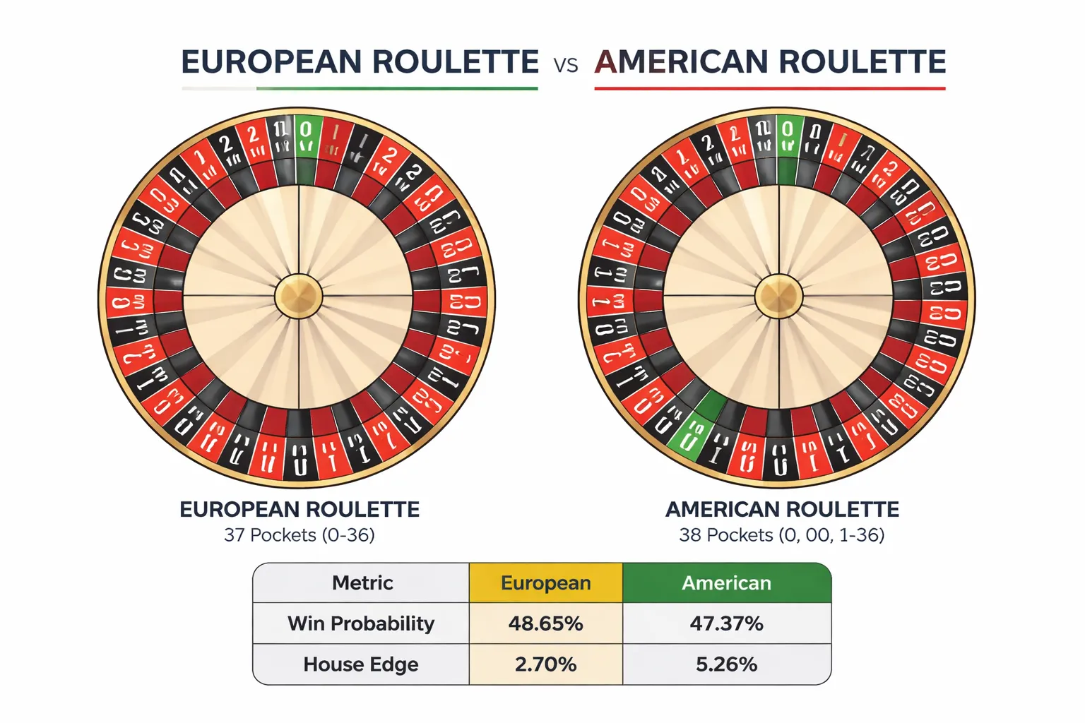 European vs American Roulette Odds: What Changes and Why It Matters