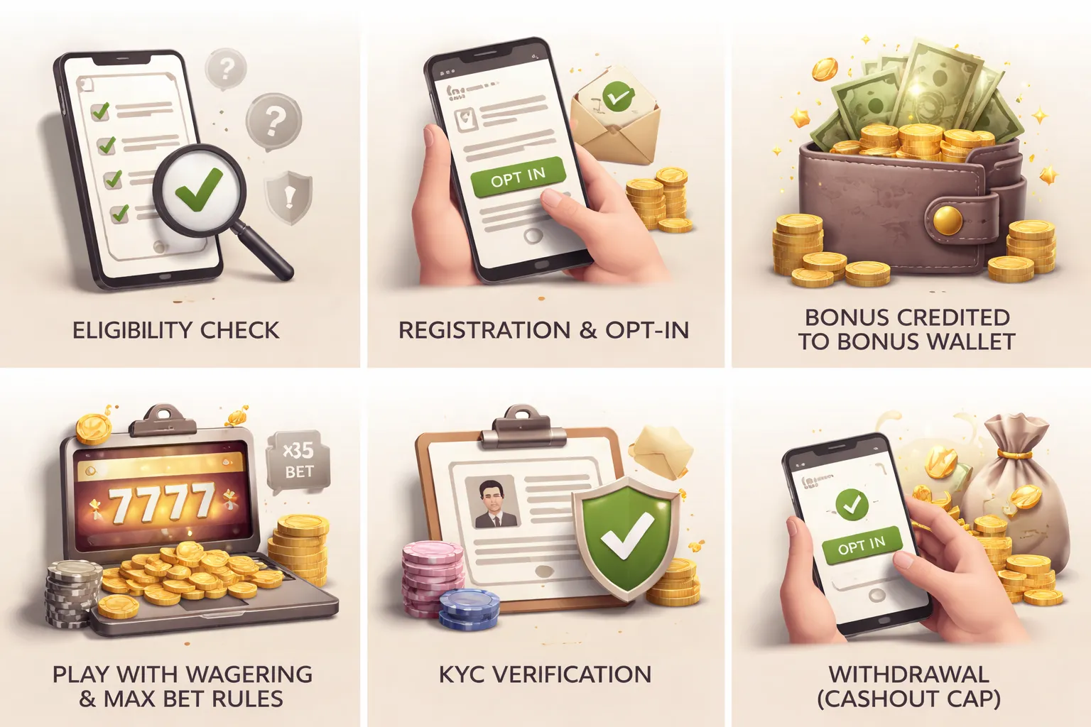 How a no deposit bonus works (step-by-step journey)