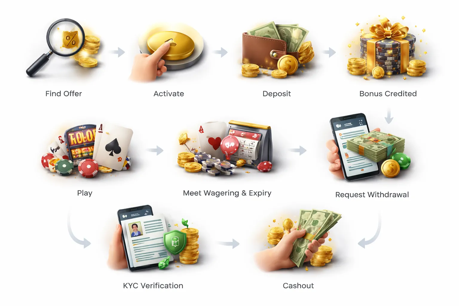 How casino bonuses work step-by-step (from claiming to withdrawing)