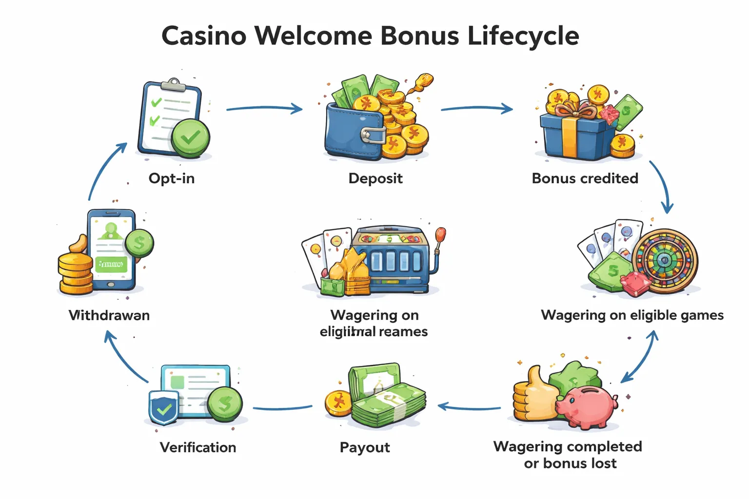 How Casino Welcome Bonuses Work (From Claim to Cashout)