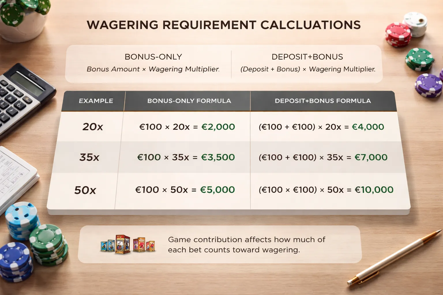 How wagering requirements are calculated