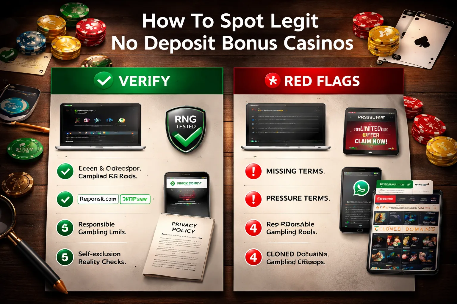 Safety: How to Spot Legit No Deposit Bonus Casinos (Red Flags Included)