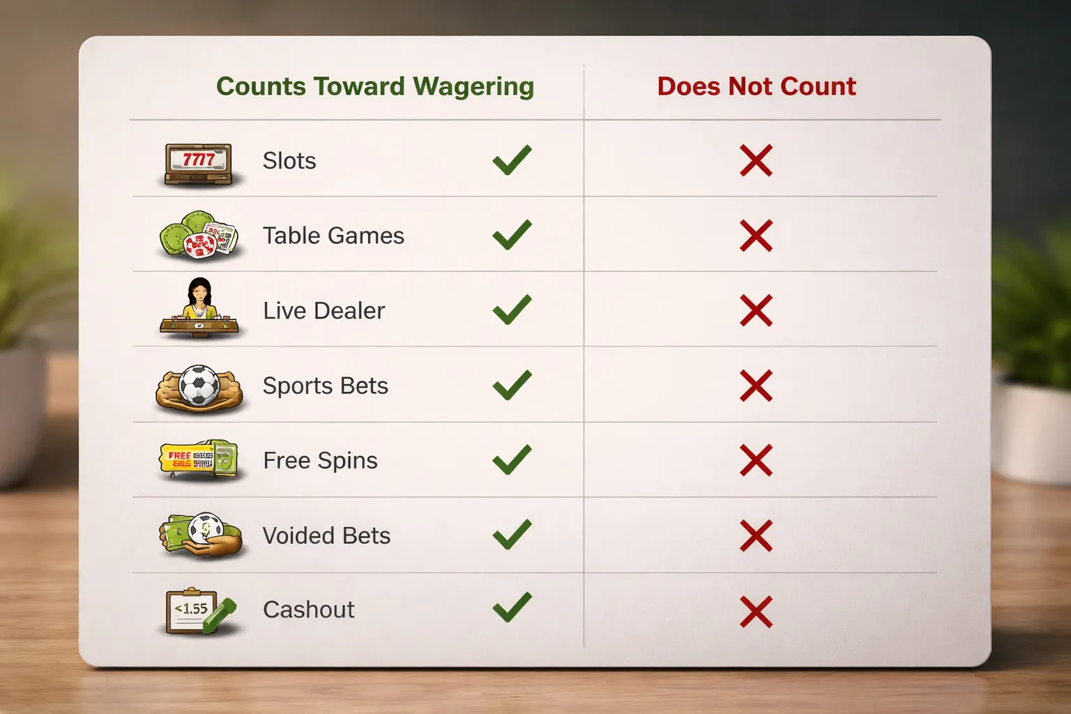 What counts toward wagering—and what typically doesn’t